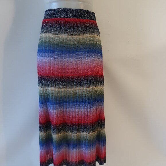 Womens Zara Limited Edition Multicolor Striped Metallic Midi Skirt XS - Picture 8 of 12